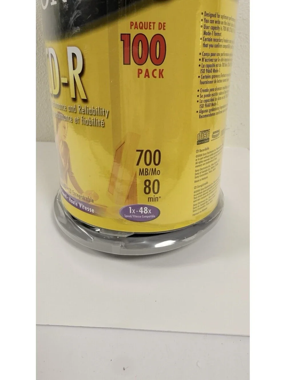 Sony CD R 100 Pack Sealed Blank Recordable Discs 700MB 80 Min High Speed